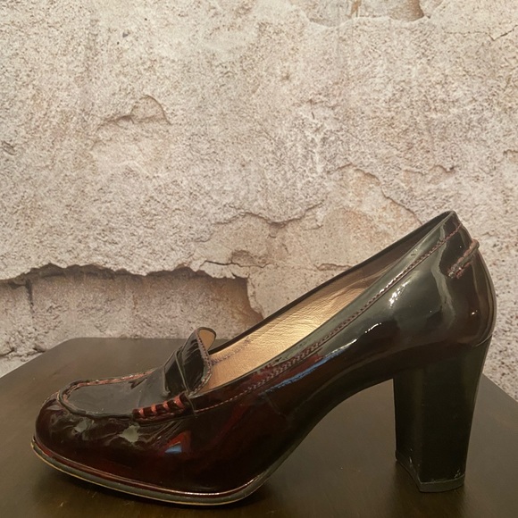 Michael Kors Deep Maroon Patent Loafer Style Heels - Picture 1 of 7